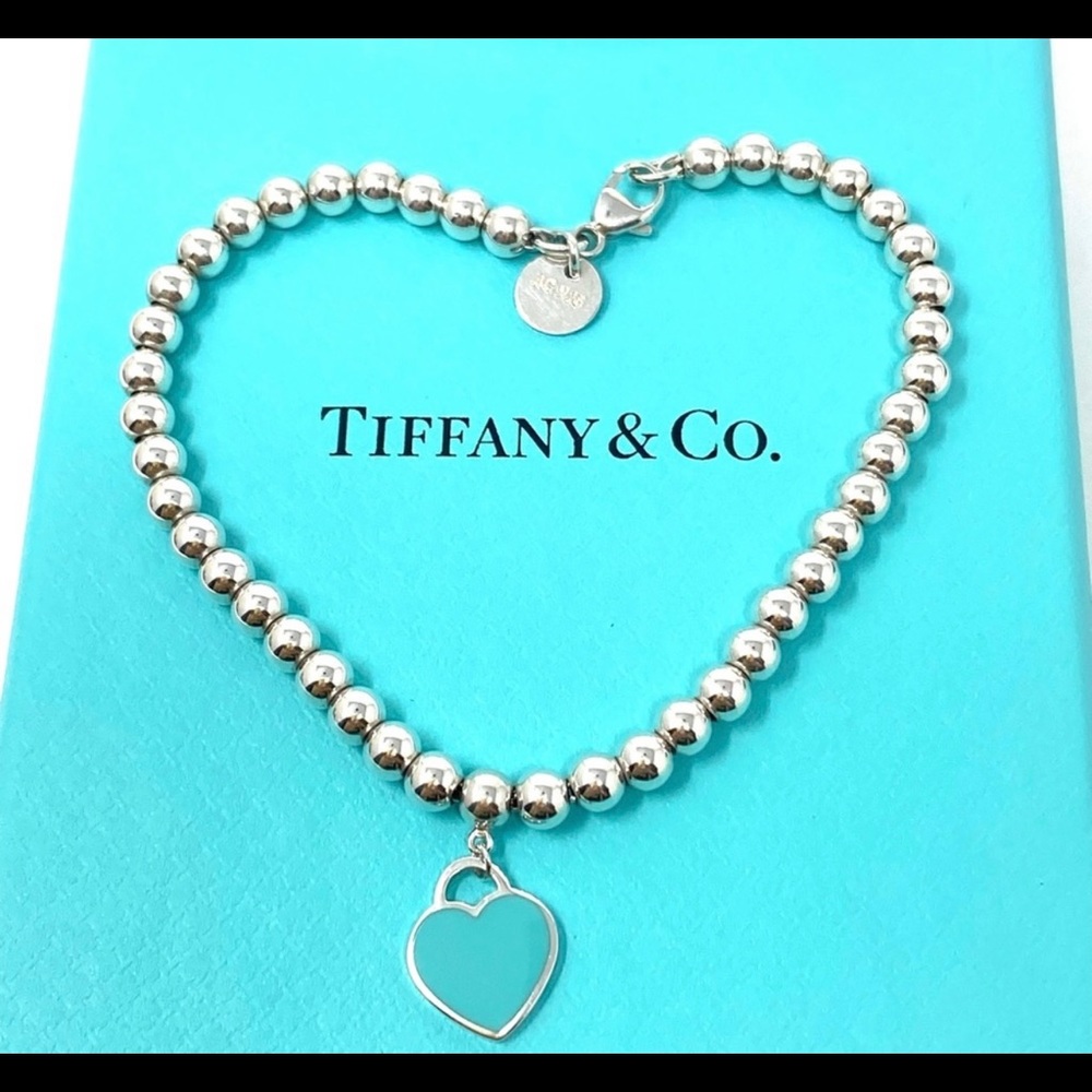 COPY - authentic Tiffany and Co blue heart bracelet. Silver.